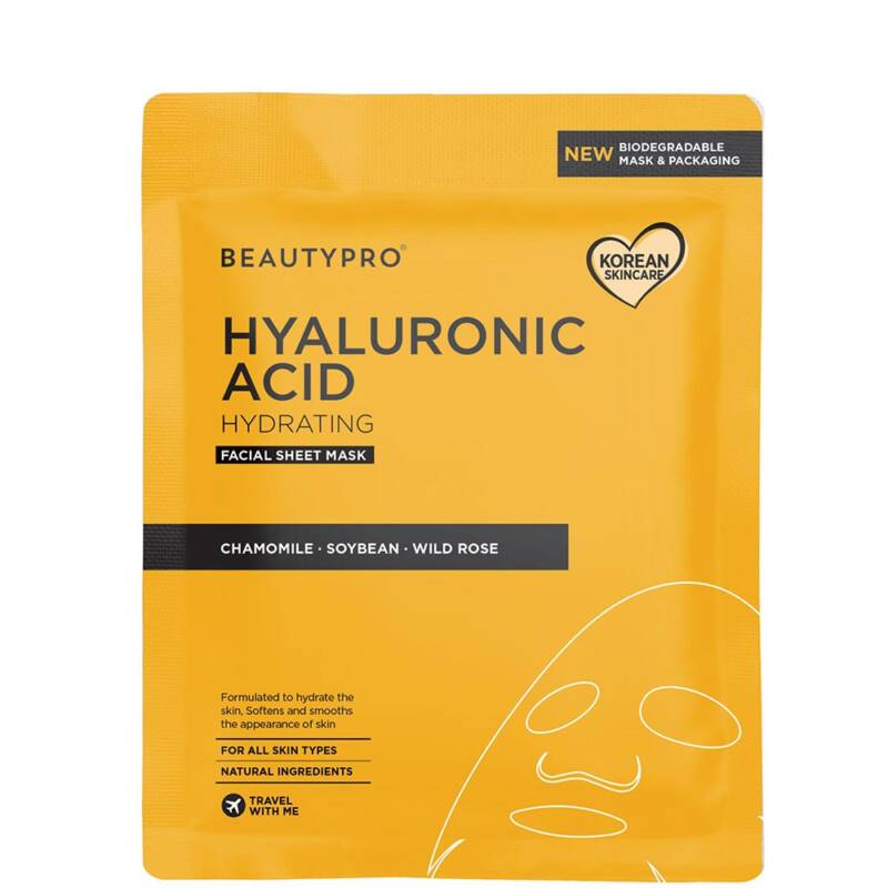 BeautyPro Hyaluronic Acid Hydrating Facial Sheet Mask – 100% Biodegradable