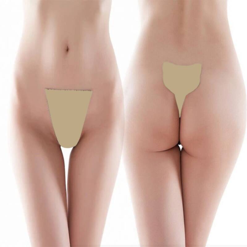 Bikini Adezivi fara Bretele, Forma Pisica, Bej, XL