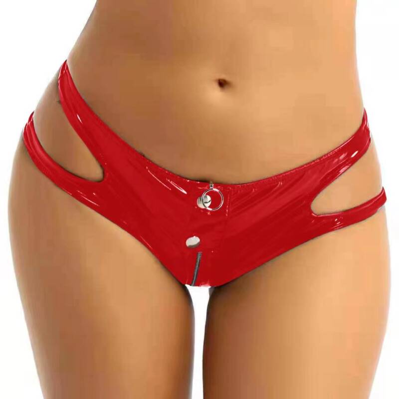 Bikini cu Decupaje, Wetlook, Rosu, XL