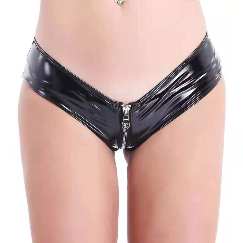 Bikini cu Fermoar Strip Me, Wetlook, Negru, M