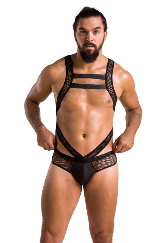 Body Victor din Piele Ecologica si Plasa, Negru, S/M