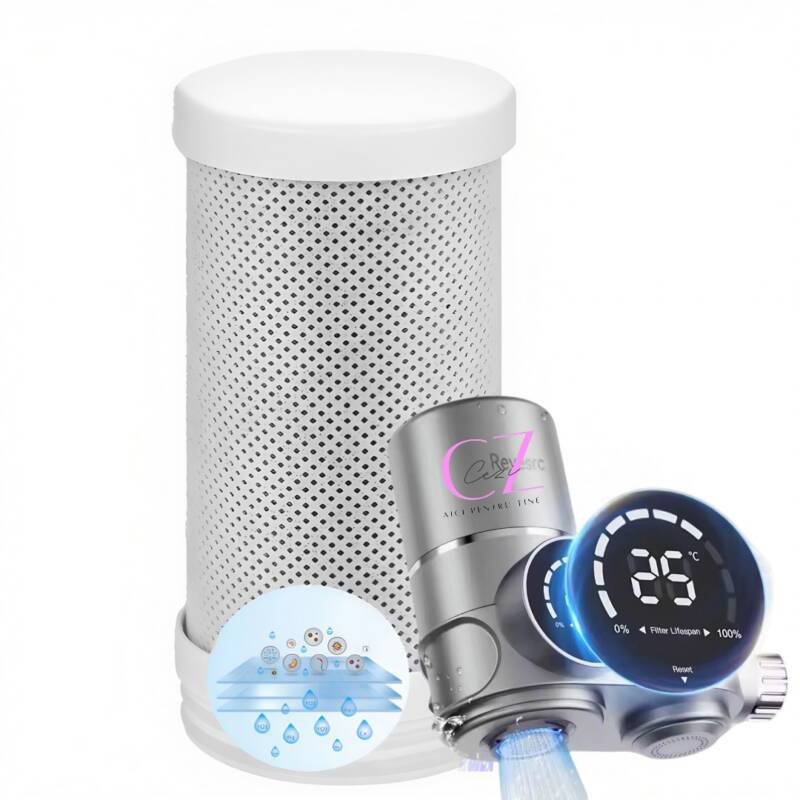 Cartus filtrant, rezerva, pentru filtru de apa robinet cu afisaj digital, Ideal pentru bucatarie si bai, 8 straturi filtrare, elimina impuritatile, trateaza apa, reduce clorul, gustul, mirosul, CEZI