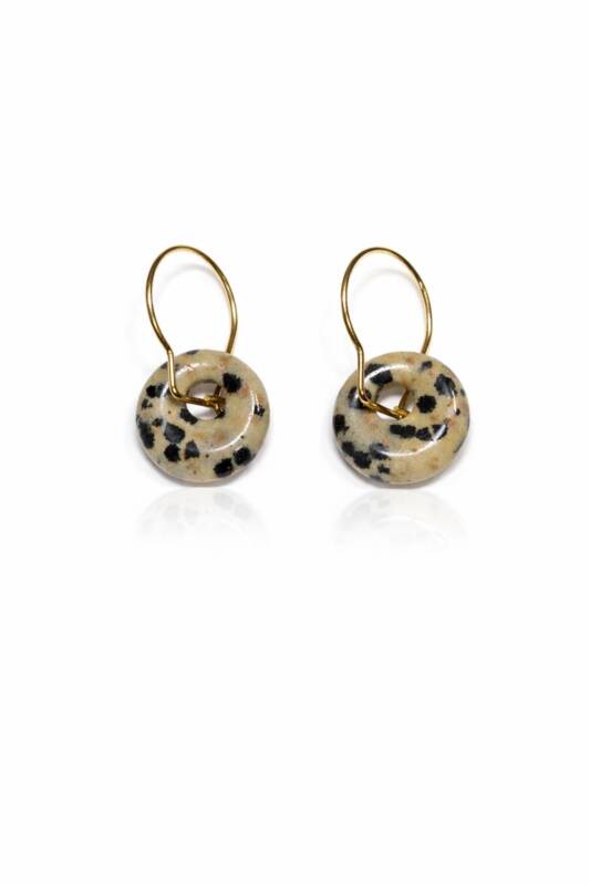 Cercei cu pietre de jasp dalmatian – Gold-colored / Default
