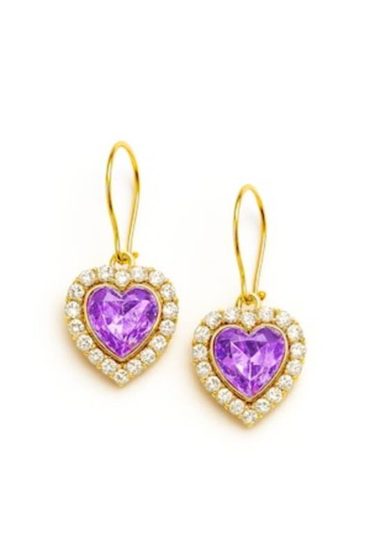 Cercei în formă de inimă, placați cu aur de 18K, lucrați manual – Gold Amethyst / Default
