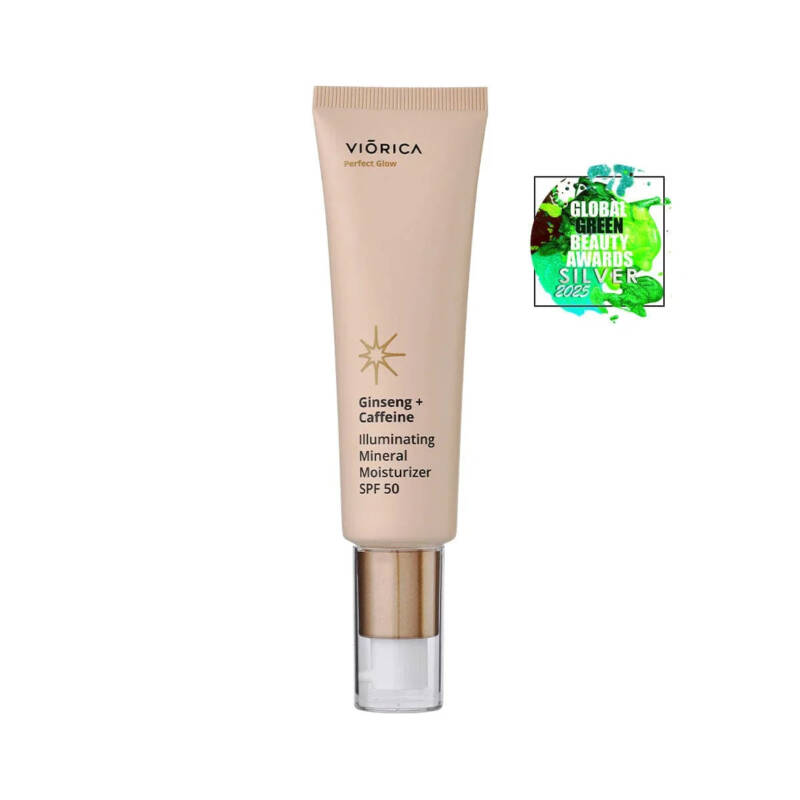 Cremă hidratantă și iluminantă cu protecție minerală SPF 50 Ginseng + Cafeină