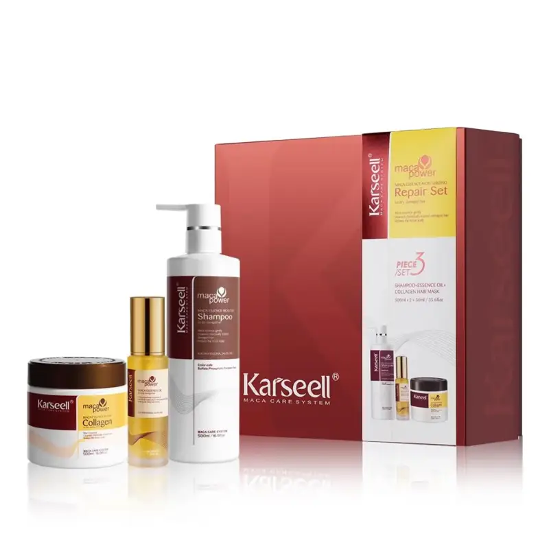 Cutie Set Premium Karseell Collagen – Mască Hidratantă, Șampon Revitalizant și Ulei de Argan – Reparare Profundă a Firului de Păr