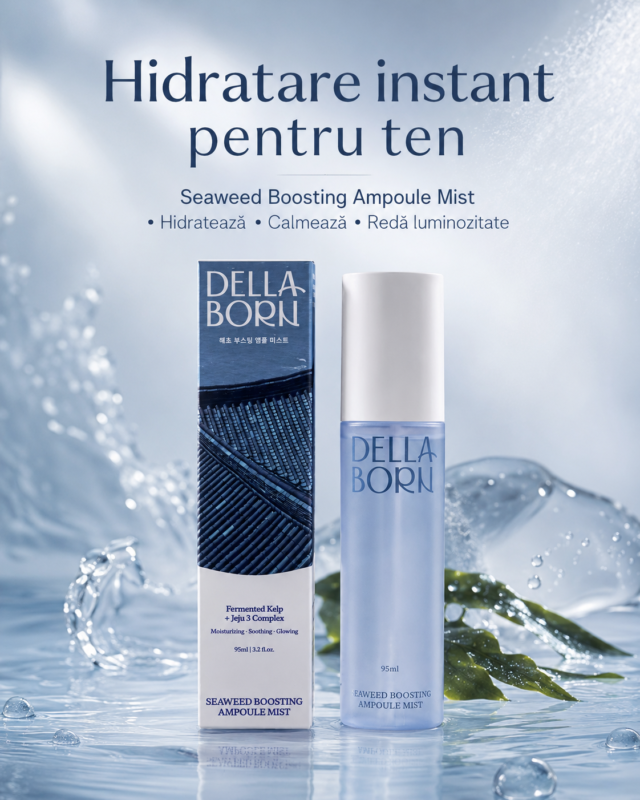DELLA BORN – Mist Coreean Booster cu Colagen și Alge Marine 95ml | Hidratare Intensivă, Glow și Elasticitate,(K-Beauty)