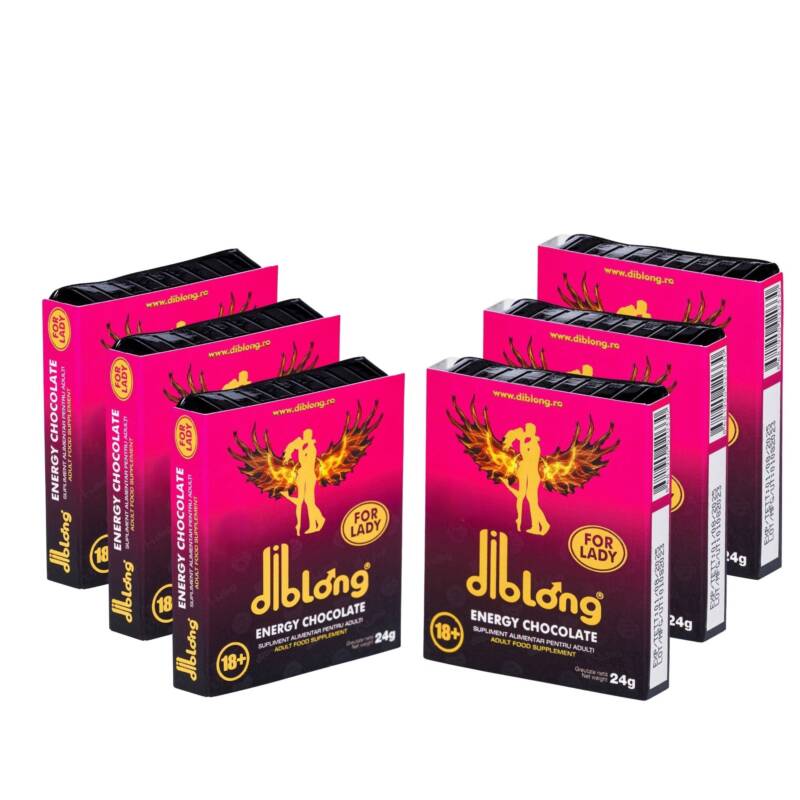 Diblong Energy Chocolate for Lady – supliment alimentar pentru femei pe bază de ciocolată, cu plante care susțin sănătatea sexuală și recăpătarea energiei, 6 x 24g