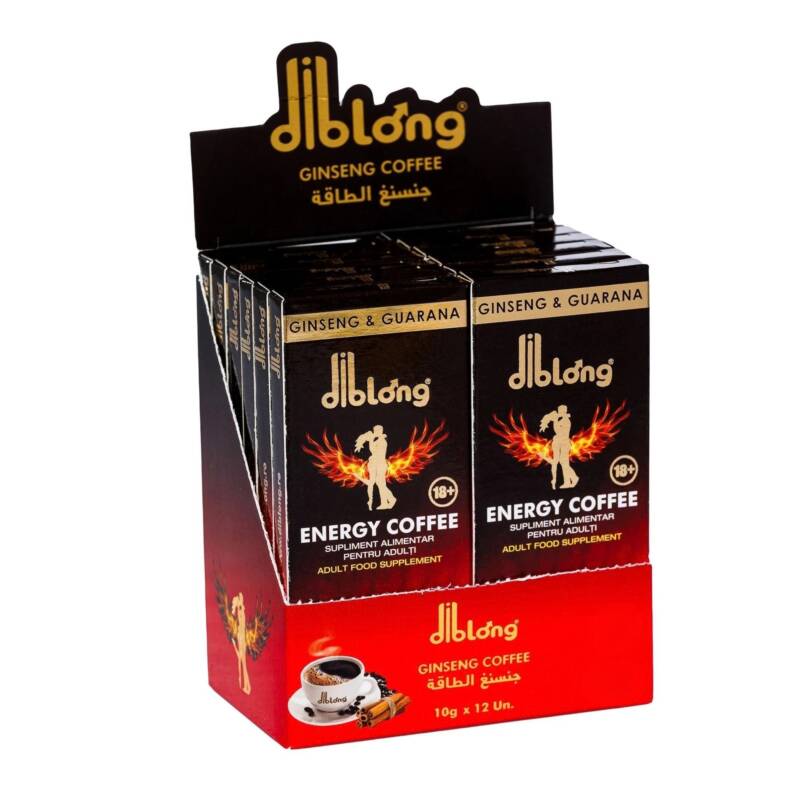 Diblong Energy Coffee – supliment alimentar pentru bărbați, formula de cafea instant cu plante care susțin sănătatea sexuală și funcția erectilă, 12 buc x 10 g – Default Title