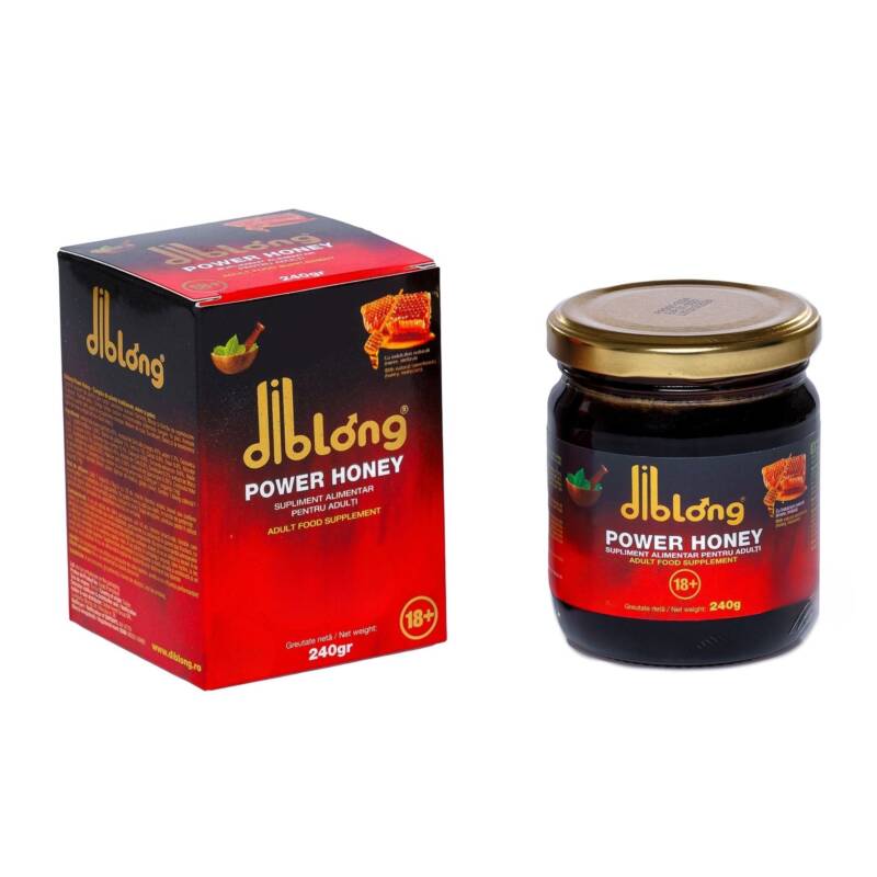 Diblong Power Honey – supliment alimentar pentru adulți cu miere și asocieri de plante care susțin sănătatea sexuală și funcția de reproducere, 240 g