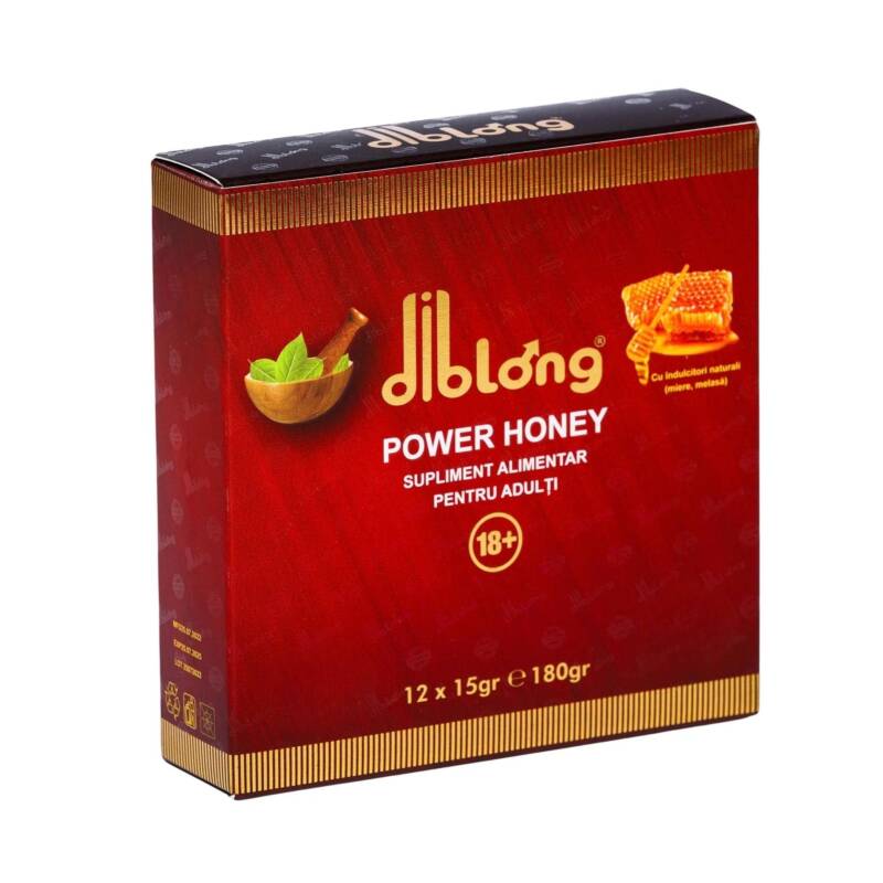Diblong Power Honey – supliment alimentar pentru adulți cu miere și asocieri de plante care susțin sănătatea sexuală și funcția de reproducere, 12 x 15 g – Default Title