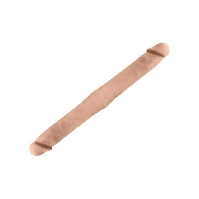 Dildo dublu SILEX-D Double Dong S Size, pentru dublă penetrare, reactiv la căldură, lungime 38.5 cm, culoarea pielii