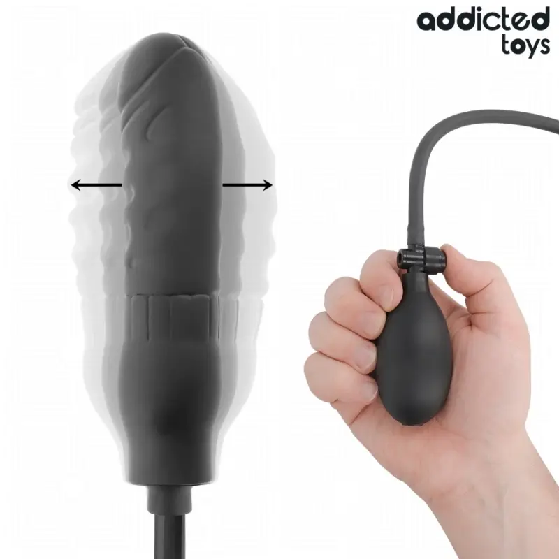 Dildo Gonflabil Addicted Toys, Silicon, Negru, 16.5 cm