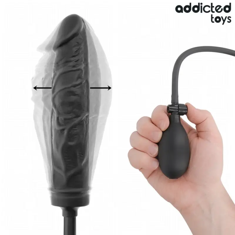 Dildo Gonflabil Addicted Toys, Silicon, Negru, 19.5 cm