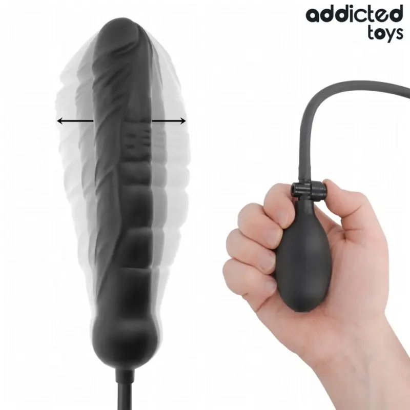 Dildo Gonflabil XL Addicted Toys, Silicon, Negru, 30 cm