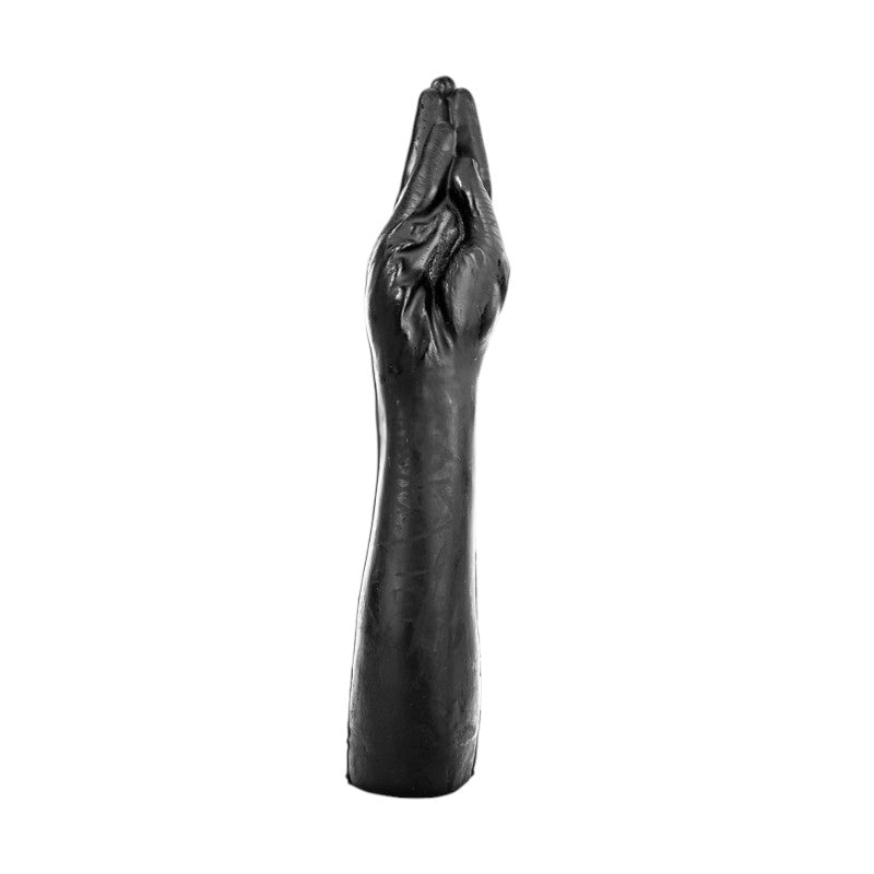 Dildo gros ALL BLACK Fist Giant, în formă de mână, pentru penetrare tip fisting, lungime 36 cm, diametru 8.5 cm, material moale, negru