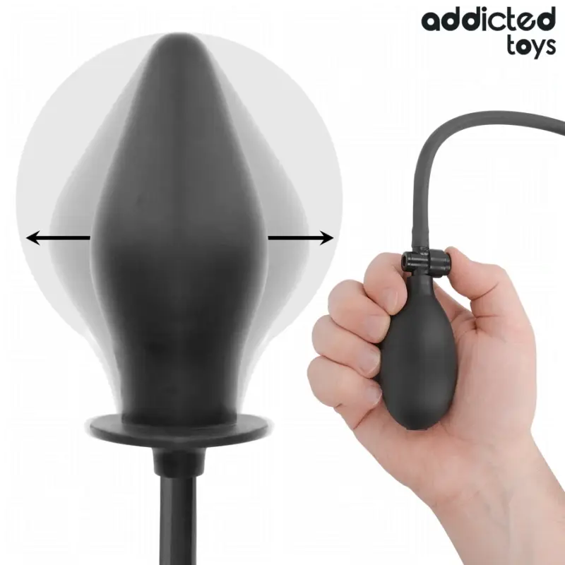 Dop Anal Gonflabil Addicted Toys, Silicon, Negru, 12.3 cm