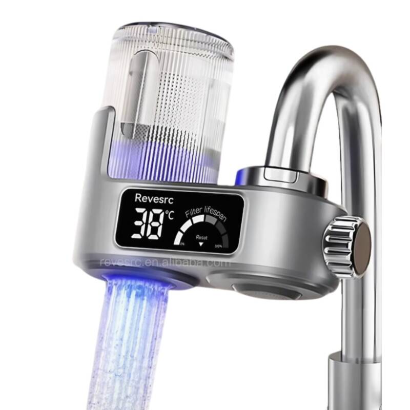 Filtru de apa pentru robinet cu afișaj digital, design transparent, rezervă inclusa, 8 straturi de filtrare, purificare UV, instalare rapidă – pentru bucătărie și baie