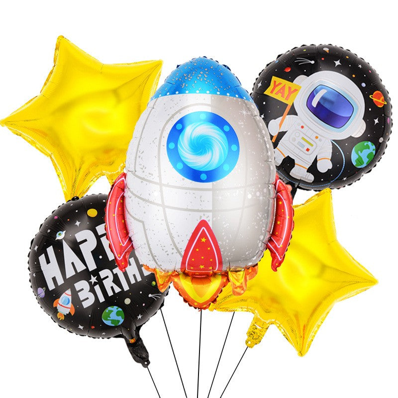 Flippy, Set 5 baloane din folie metalizata HAPPY BIRTHDAY, Flippy, Figurina Model Racheta – Default Title