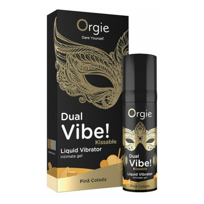 Gel ORGIE Dual Vibe!Kissable – Pina Colada, pentru stimulare clitoris si excitare, efect incalzire si furnicaturi, 15 ml