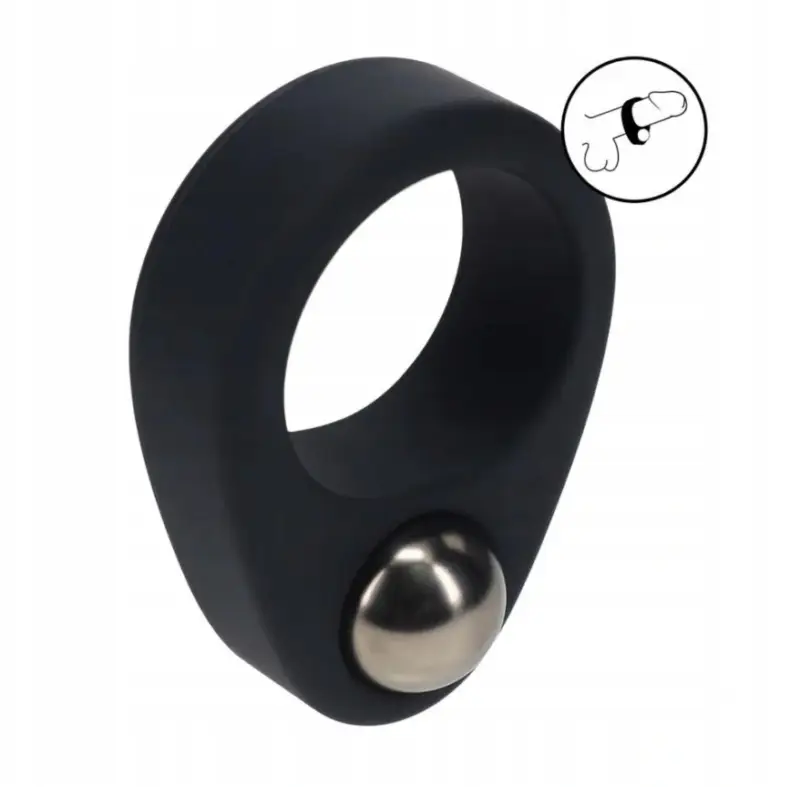 Inel de Penis Single Weighted Ball, Silicon, Negru, 78 gr