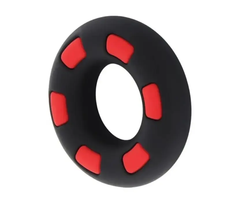 Inel de Penis Super Stud C-Ring, Silicon Lichid, Negru/Rosu