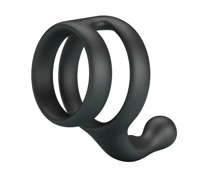 Inel Dublu de Penis cu Stimulare Anal Yancy, Silicon, Negru