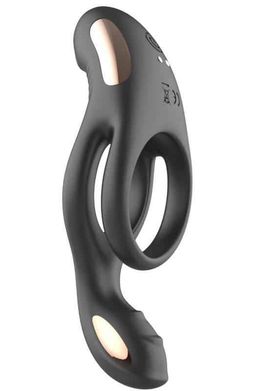 Inel Penis Jakob, 10 Moduri Vibratii, Silicon, USB Magnetic, Negru, Guilty Toys