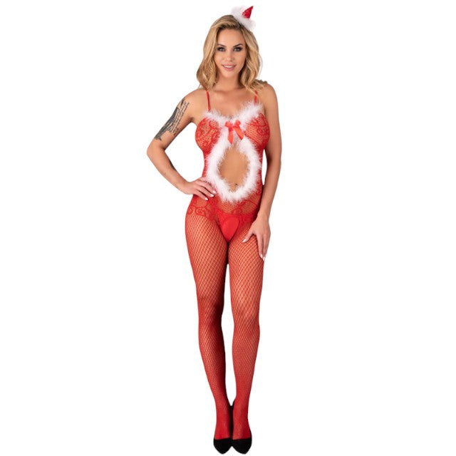 Lenjerie Bodystocking LivcoCorsetti Fashion – CHRISTMAS LC 17178, rosu, marime universala