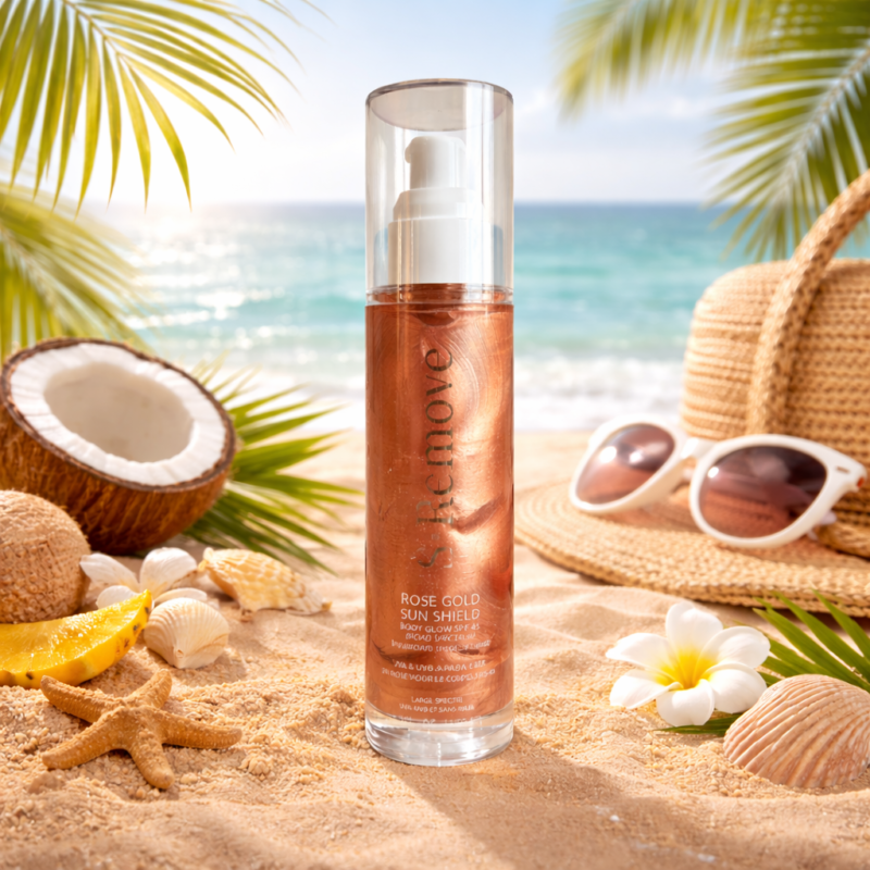 Lotiune de Corp cu Protectie Solara SPF 45 si Particule Iluminatoare Rose Gold, Piele Radianta si Aspect Bronzy, 100 ml
