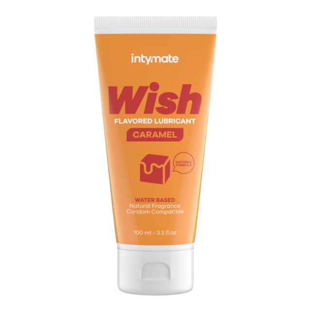 Lubrifiant cu aromă INTYMATE Wish Caramel, formulă naturală pe bază de apă, aromă de caramel, 100 ml