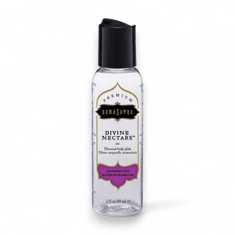 Lubrifiant cu aromă KAMASUTRA Divine Nectars Raspberry Kiss, pe bază de apă, cu aromă de zmeură, 60 ml
