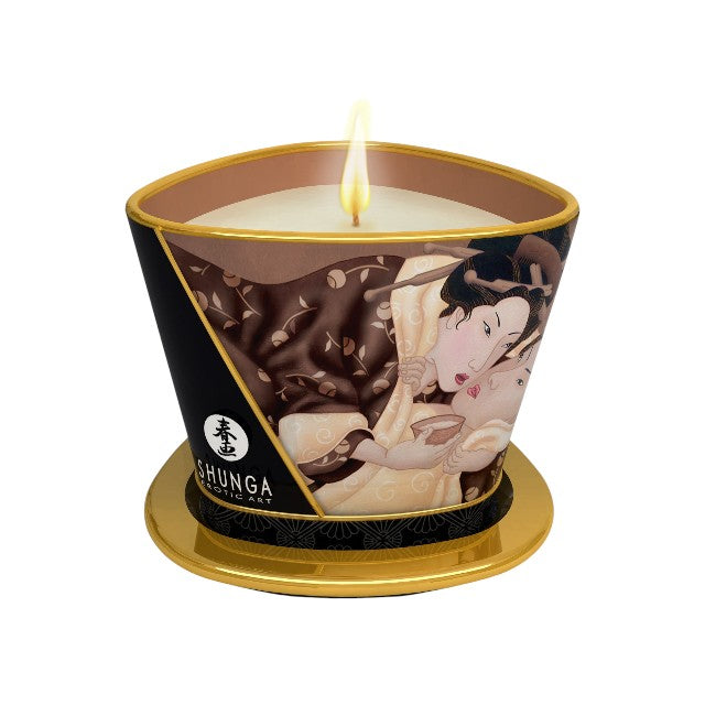 Lumânare pentru masaj SHUNGA Excitation – Intoxicating Chocolate, cu uleiuri 100% naturale, cu aromă de ciocolată, 170 ml
