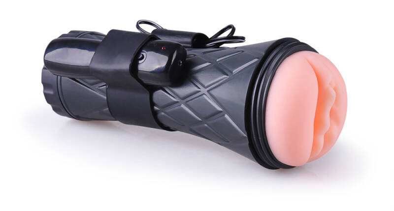 Masturbator cu Vibratii Passion Cup Pocket Pussy, TPE, Natural, 23.5 cm