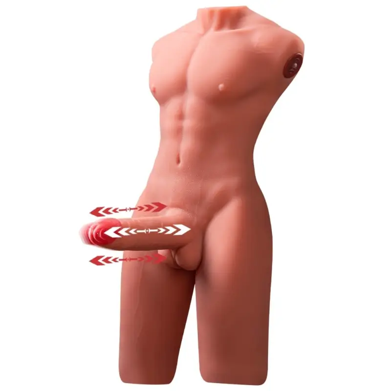 Masturbator Jason Ass&Dildo, 7 Moduri Impingere si Vibratii, SuperSkin, USB, Natural, 8 kg