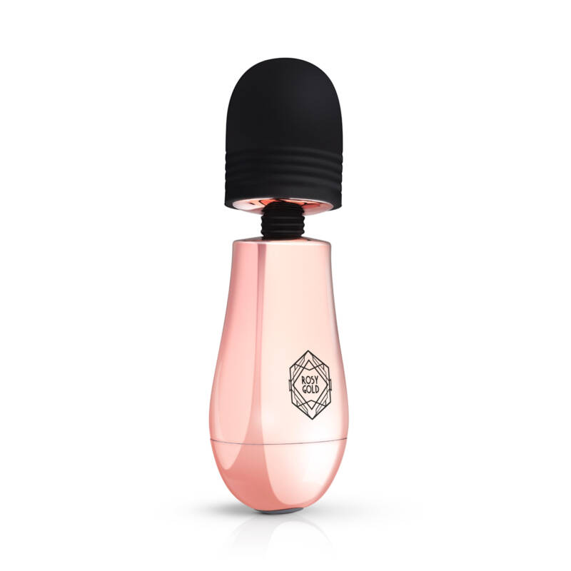 Mini Vibrator Masaj Rosy Gold, 10 Moduri Vibratii, USB, 12.5 cm