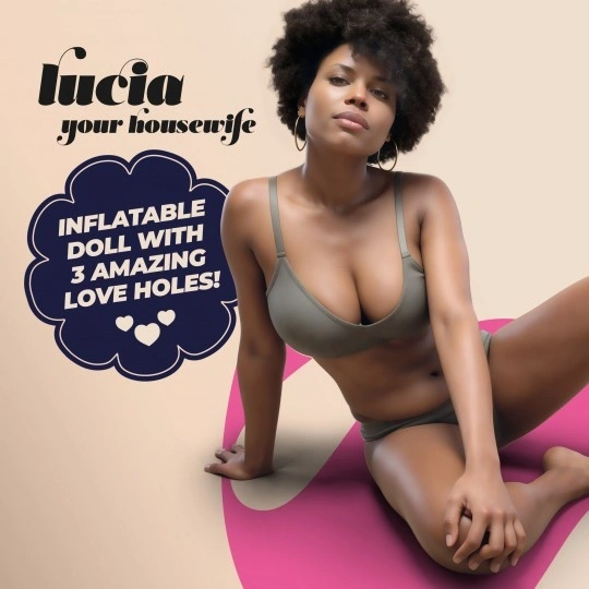 Papusa Gonflabila Crushious Lucia The Housewife Bruneta, 3 Puncte de Penetrare, 1.55 m