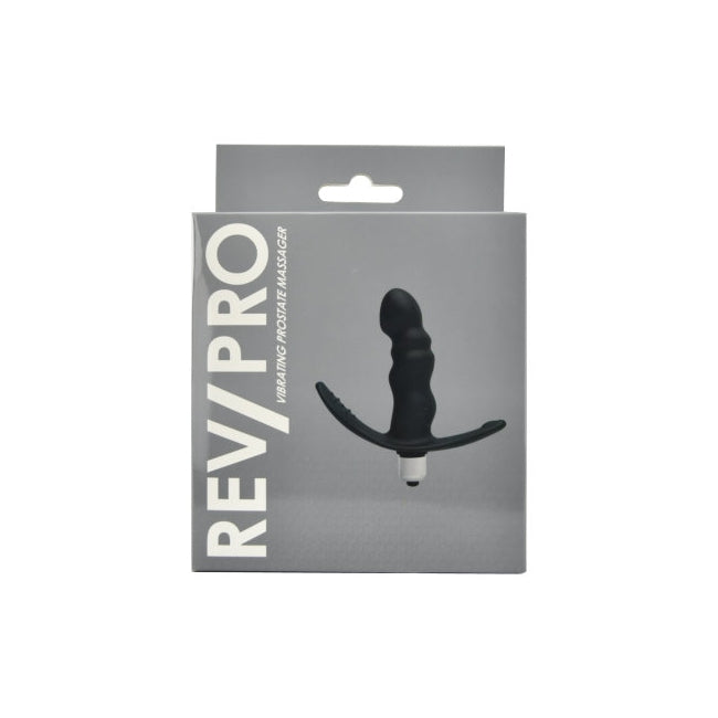 Plug anal RevPro – Vibrating Prostate Massager, din silicon, culoarea neagra, 8.5 cm