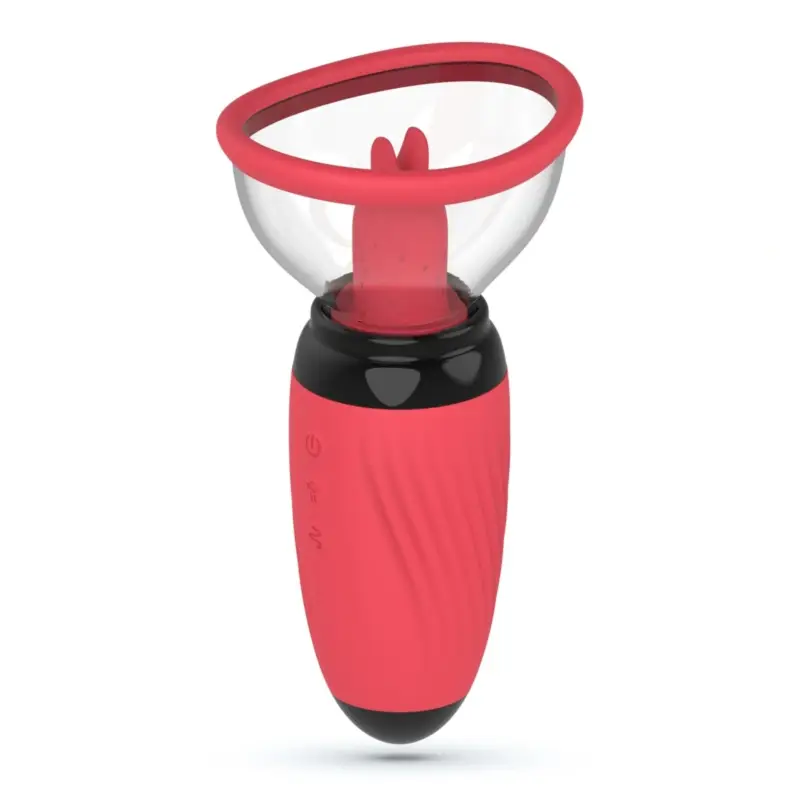 Pompa si Stimulator Clitoris Crushious Scarlet, Silicon, USB, Rosu