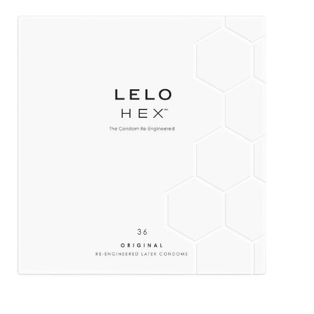 Prezervative LELO – HEX REENGINEERED, lubrifiante si rezistente, 54 mm, 1 cutie x 36 buc