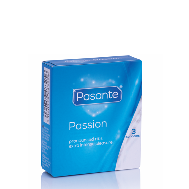 Prezervative Pasante – Passion, cu striatii si nervuri, 52 mm, 3 buc