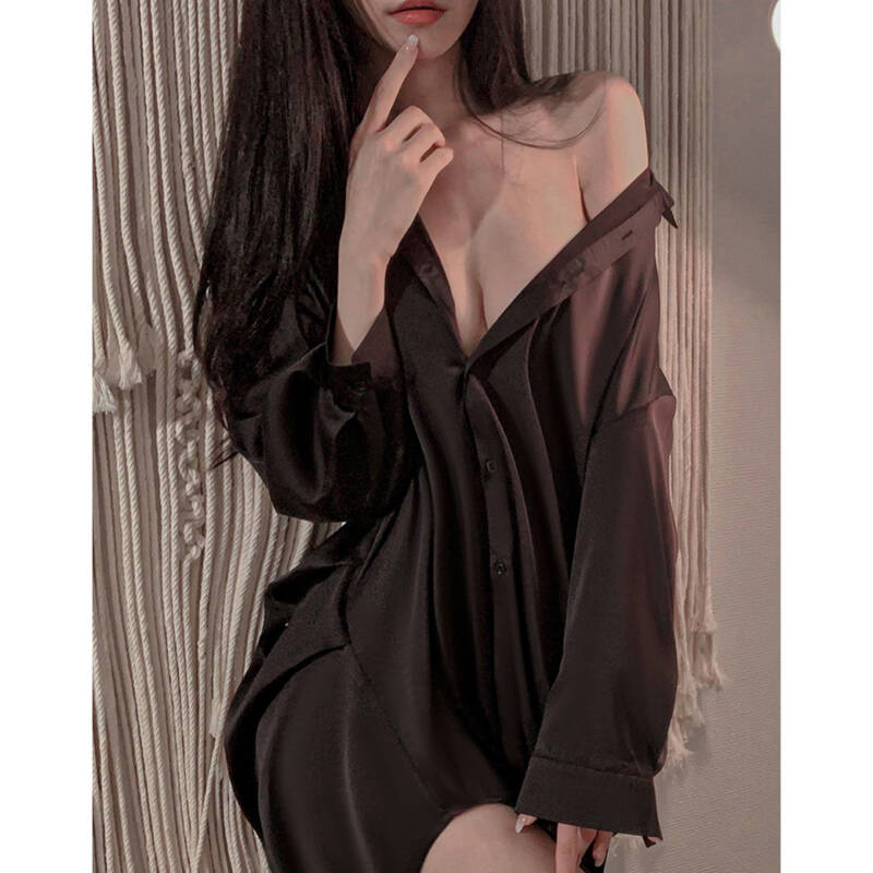 Rochie Tip Camasa, Negru, M