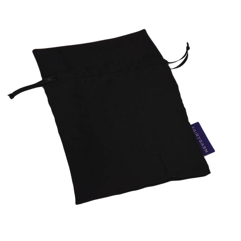 Saculet Satinat pentru Depozitare FairyGasm, Negru, Medium, 17×12 cm