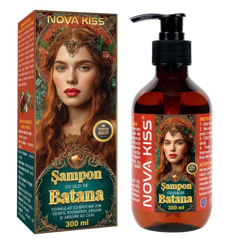 Sampon cu Ulei de Batana NOVA KISS  pentru Cresterea si Regenerarea Parului, 300 ml