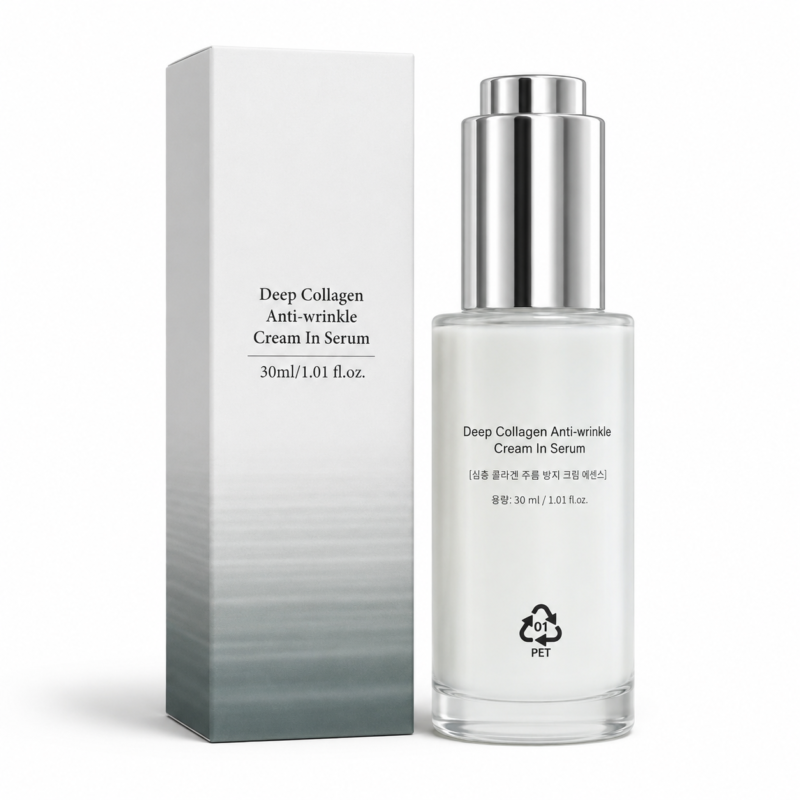 Ser cremă cu colagen, niacinamidă și acid hialuronic anti-rid pentru fermitate și hidratare, 30 ml