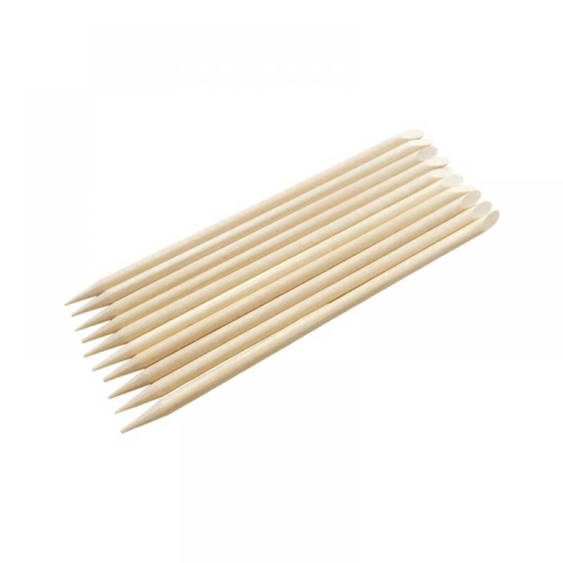 Set 10 bete – lemn natural portocal pentru impins cuticula – capete duble, rezistente, ideale pentru nail art