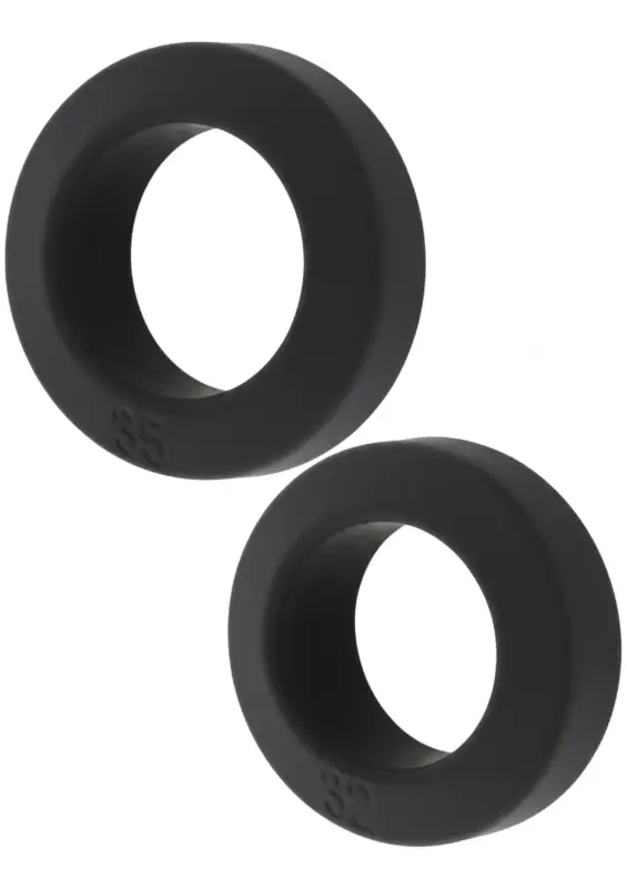 Set 2 Inele de Penis Double Stackers C-Rings, Silicon Lichid, Negru