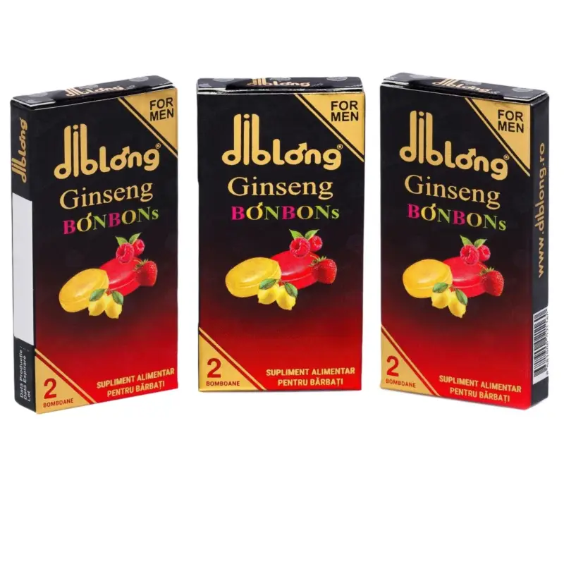 Set 3 bucati-Supliment alimentar Diblong Ginseng Bonbons pentru barbati, bomboane cu ingrediente naturale ce sustin sanatatea sexuala si functia erectila, 3 cutii x 2 buc