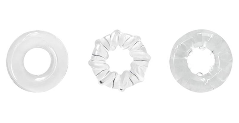 Set 3 Inele Erectie Trio Rings, TPE, Transparent, Guilty Toys