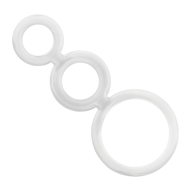 Set 3 inele pentru penis conectate ADDICTED TOYS Rings Set, din TPR, diametre progesive 2.8 – 5 cm, alb transparent